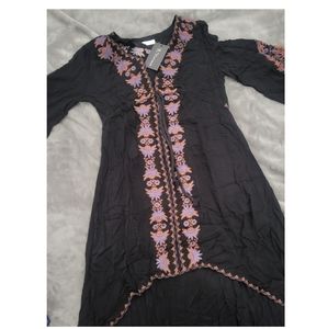 Embroidered Asymmetrical Mini Dress